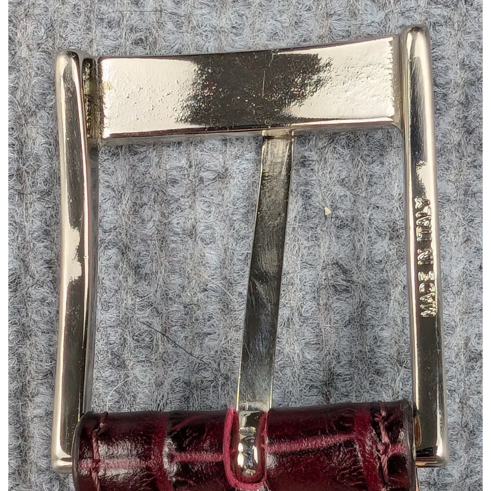 Paul Fredrick Belt Men 42 Croc Embossed Italian Leather Burgundy Hand Made Italy